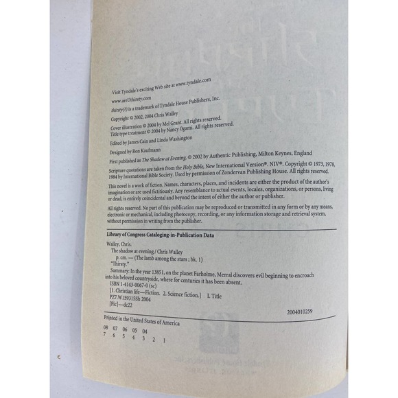 The Shadow at Evening by Chris Walley 2004 Paperback Book Lamb Among Stars 1 - Picture 3 of 5